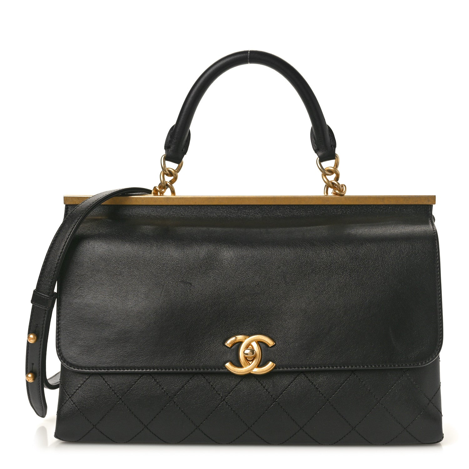 Chanel Lambskin Stitched Medium Coco Luxe Handle Flap Black 1 of 12