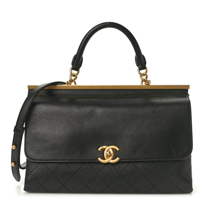 Chanel Lambskin Stitched Medium Coco Luxe Handle Flap Black 1 of 12