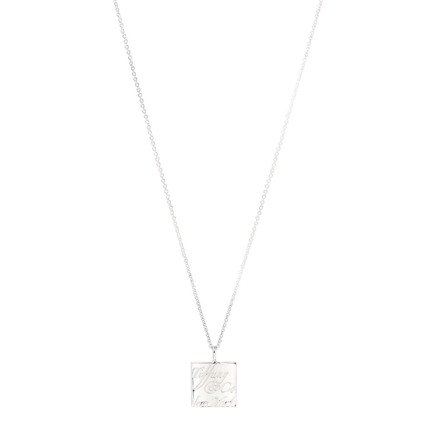 Sterling Silver Notes I Love You Square Pendant Necklace