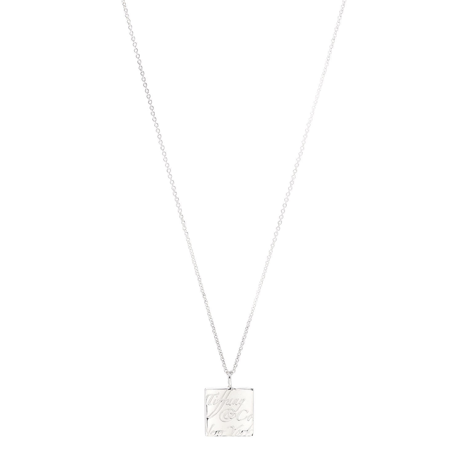 Tiffany Sterling Silver Notes I Love You Square Pendant Necklace 1 of 5