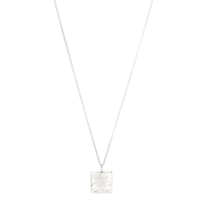 Tiffany Sterling Silver Notes I Love You Square Pendant Necklace 1 of 5