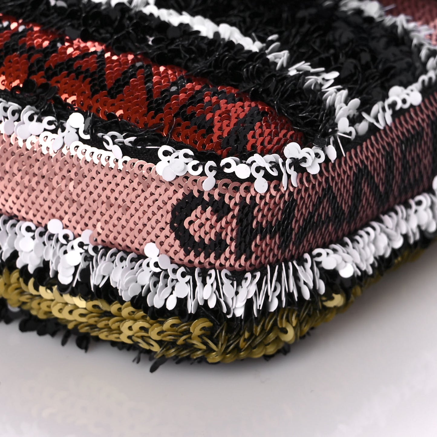 Sequin COCO Clutch With Chain Black Red