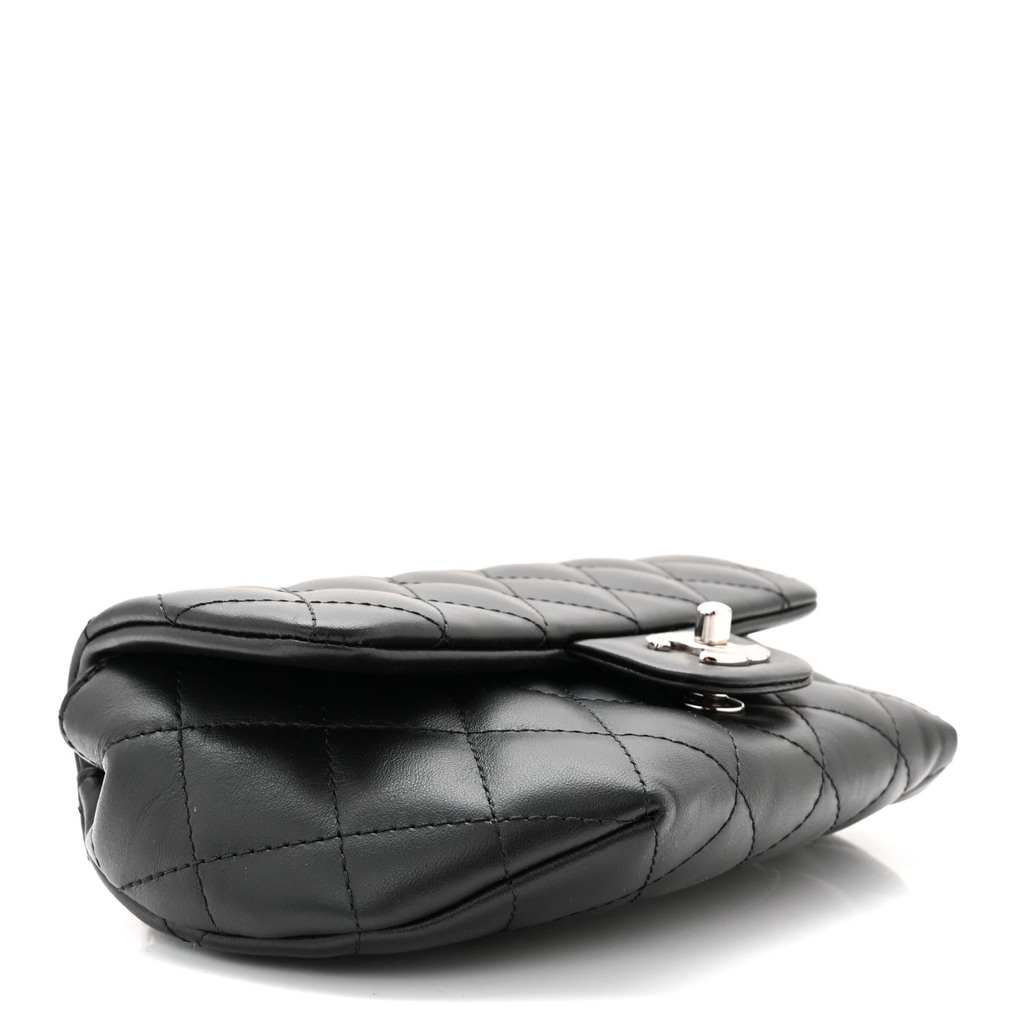Calfskin Quilted CC Uniform Flap Belt Bag Black