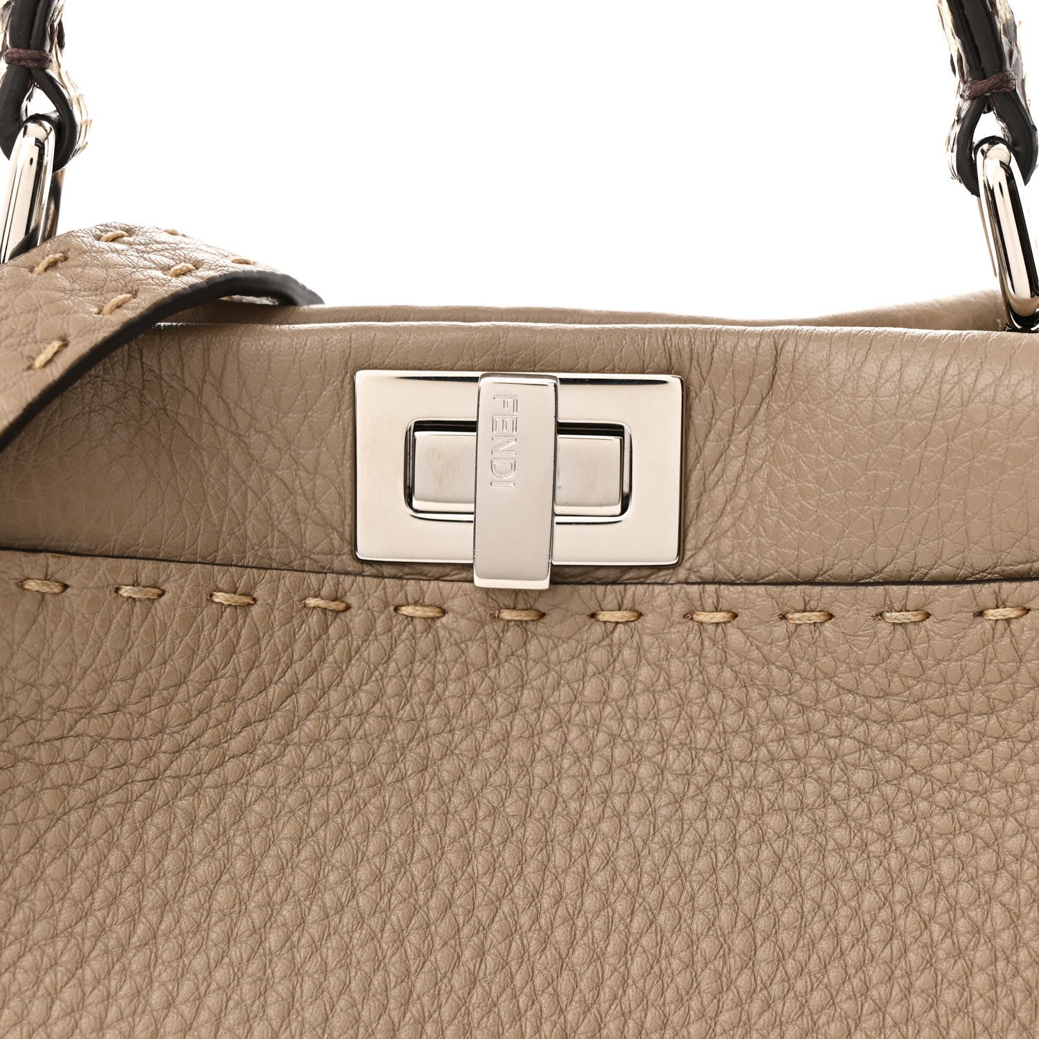 Fendi Cuoio Romano Snakeskin Selleria Mini Peekaboo Iconic Satchel Roccia Corda 8 of 10