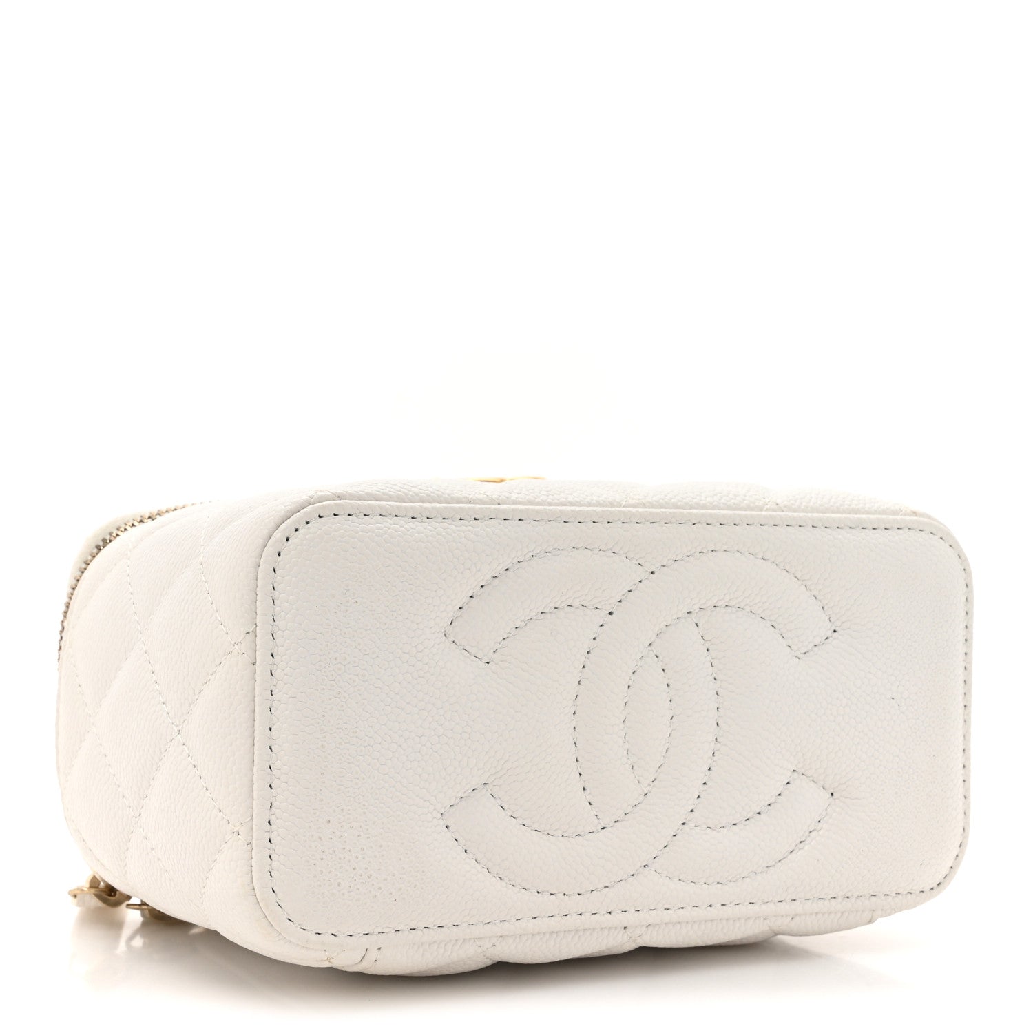Chanel Caviar Quilted Sweetheart Vanity Case White 4 of 11
