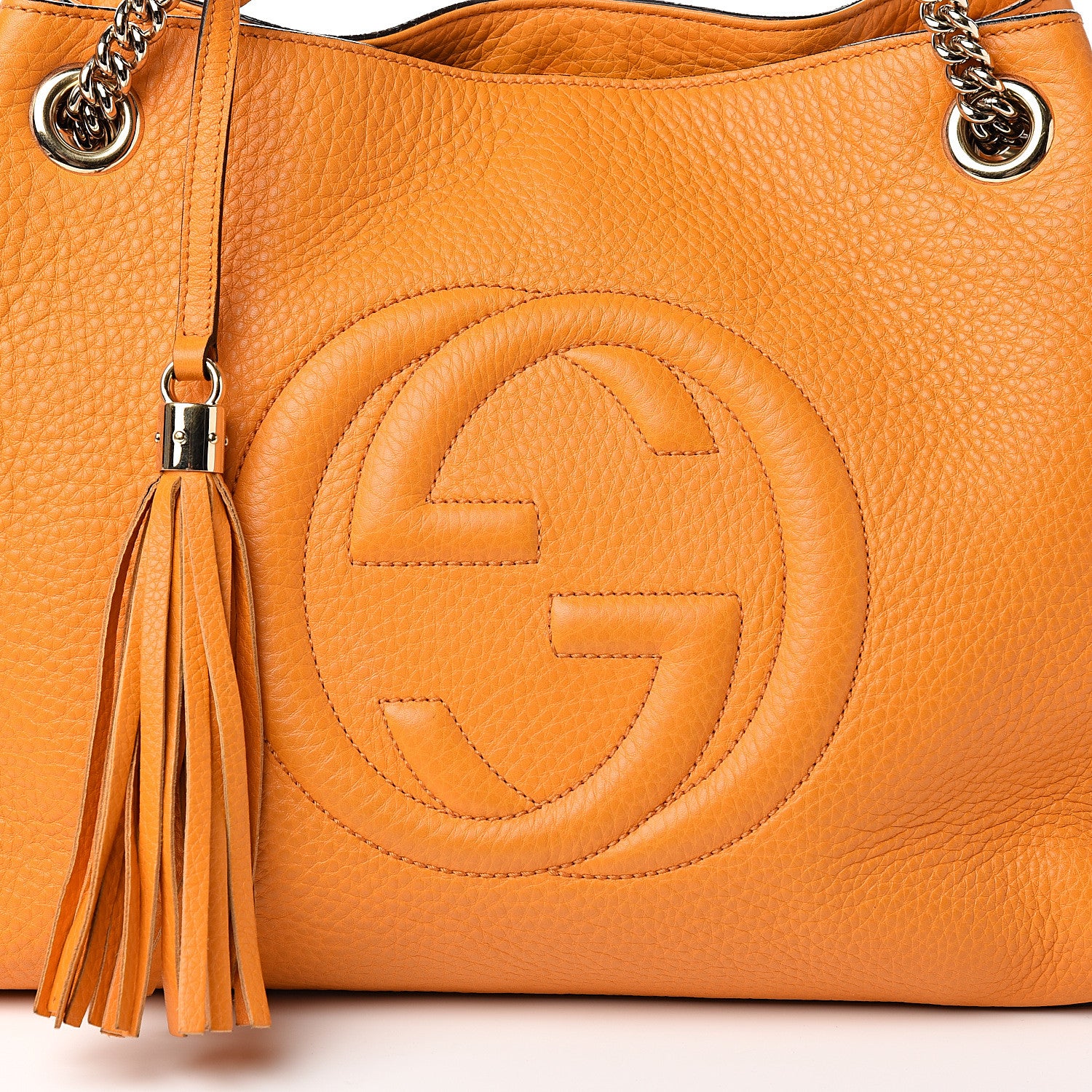 Gucci Pebbled Calfskin Medium Soho Chain Shoulder Bag Curcuma 9 of 9