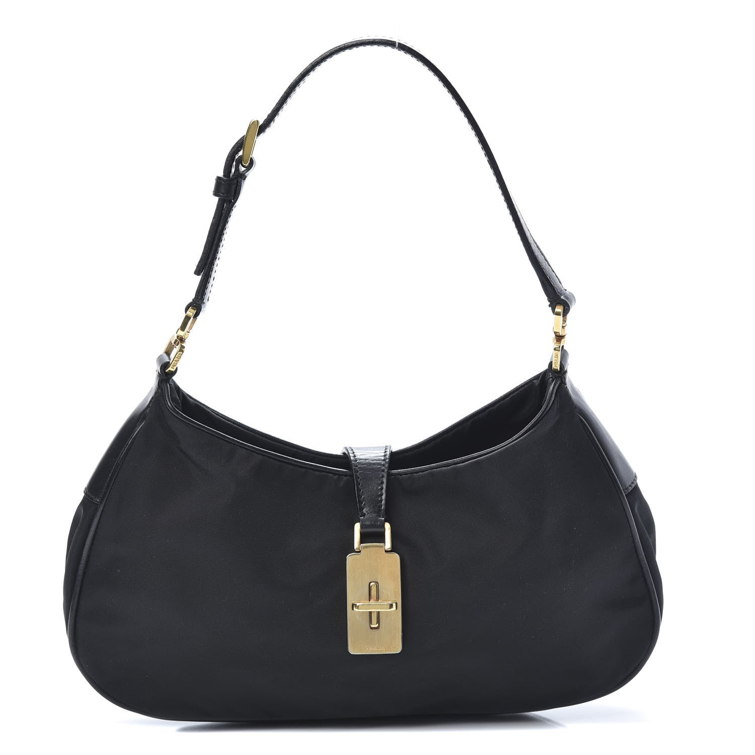 Prada Tessuto Nylon Soft Calf Shoulder Bag Black 1 of 11