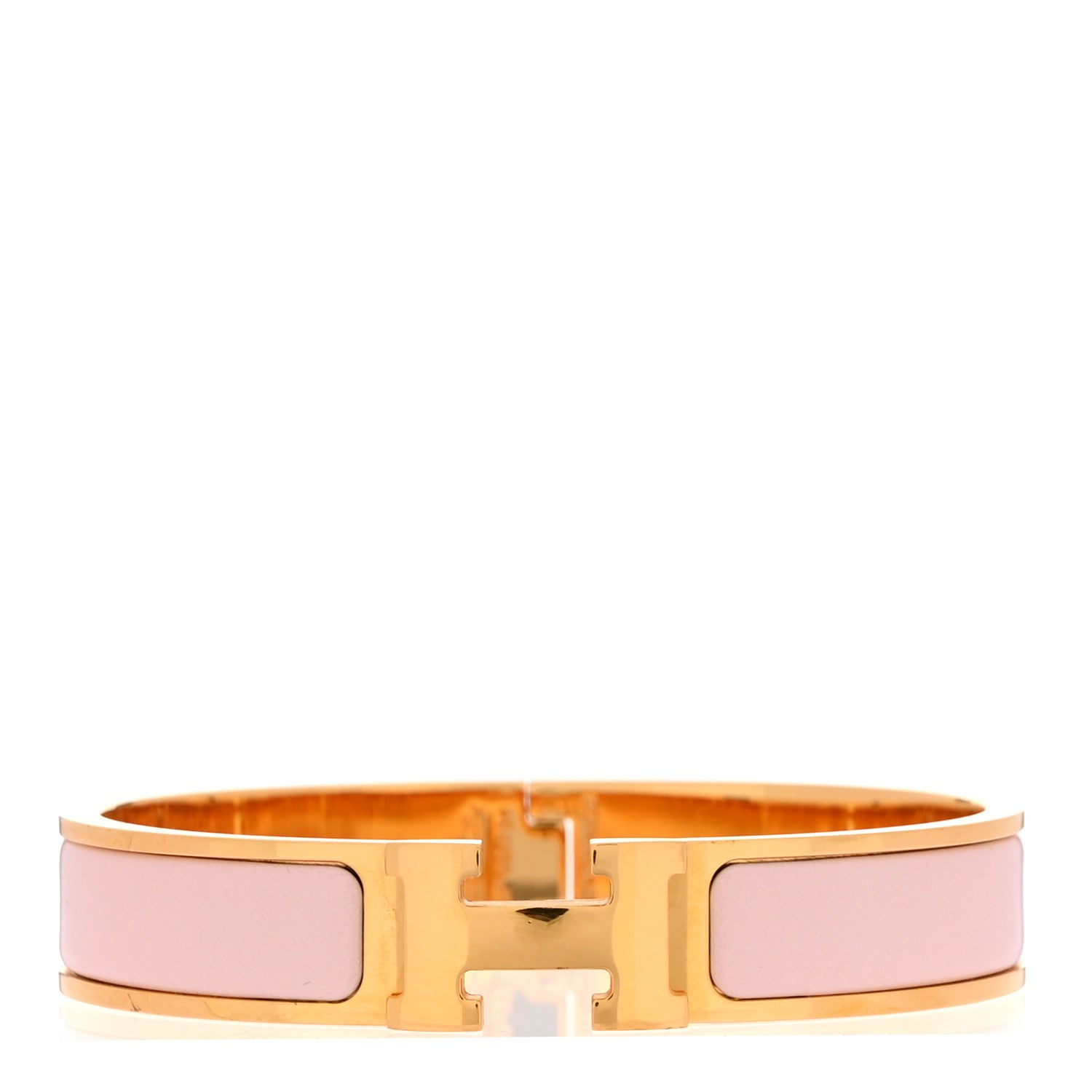 Hermes Enamel Narrow Clic Clac H Bracelet GM Rose Candeur 1 of 5