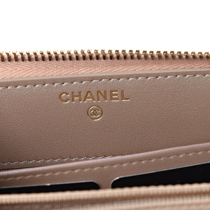 Chanel Iridescent Caviar Quilted Long Zip Around Wallet Beige 5 of 8