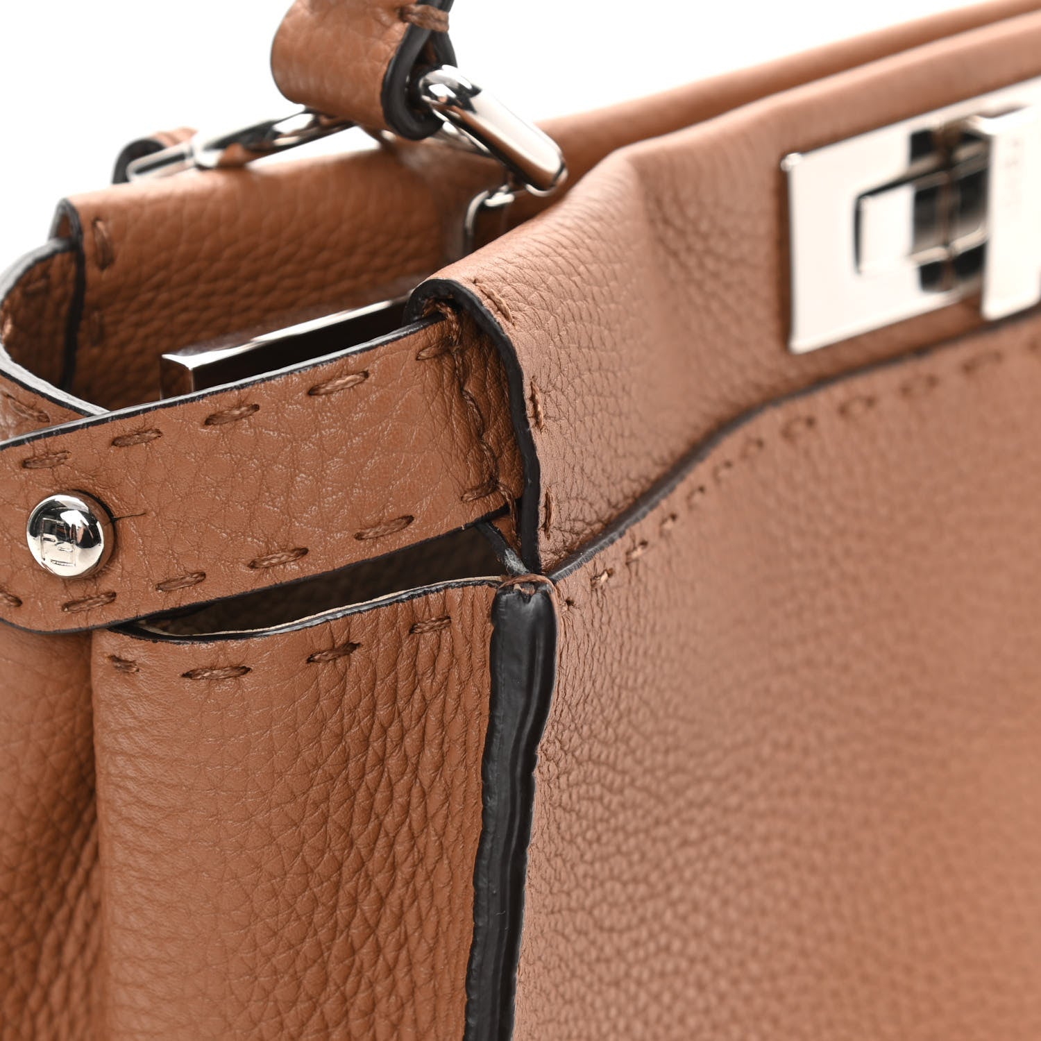 Fendi Cuoio Romano Selleria Bi-Color Medium Peekaboo Iconic Satchel Mou Deserto 13 of 13