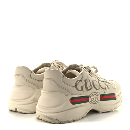 Gucci Calfskin Logo Womens Rhyton Sneakers 38.5 Ivory 4 of 10