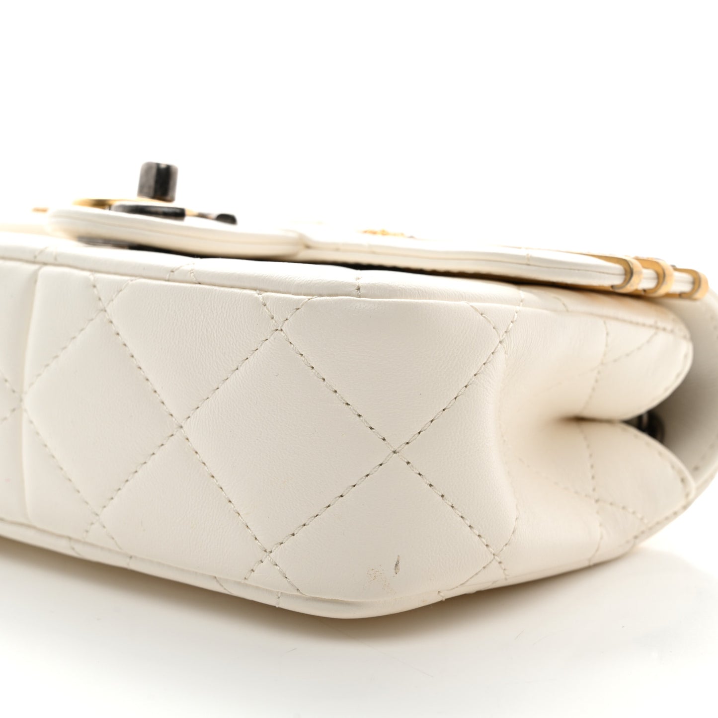 Lambskin Quilted Mini Coco Clips Flap White