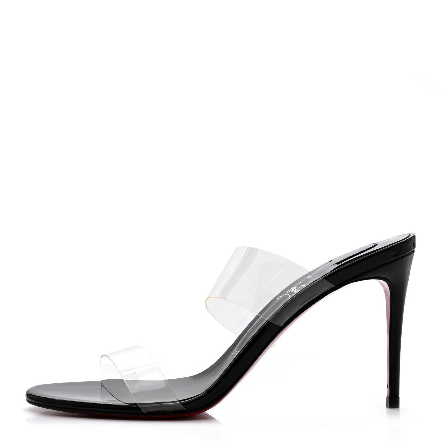 Christian Louboutin Patent PVC Just Nothing 85 Slide Sandals 37 Black 1 of 9