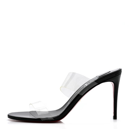 Christian Louboutin Patent PVC Just Nothing 85 Slide Sandals 37 Black 1 of 9