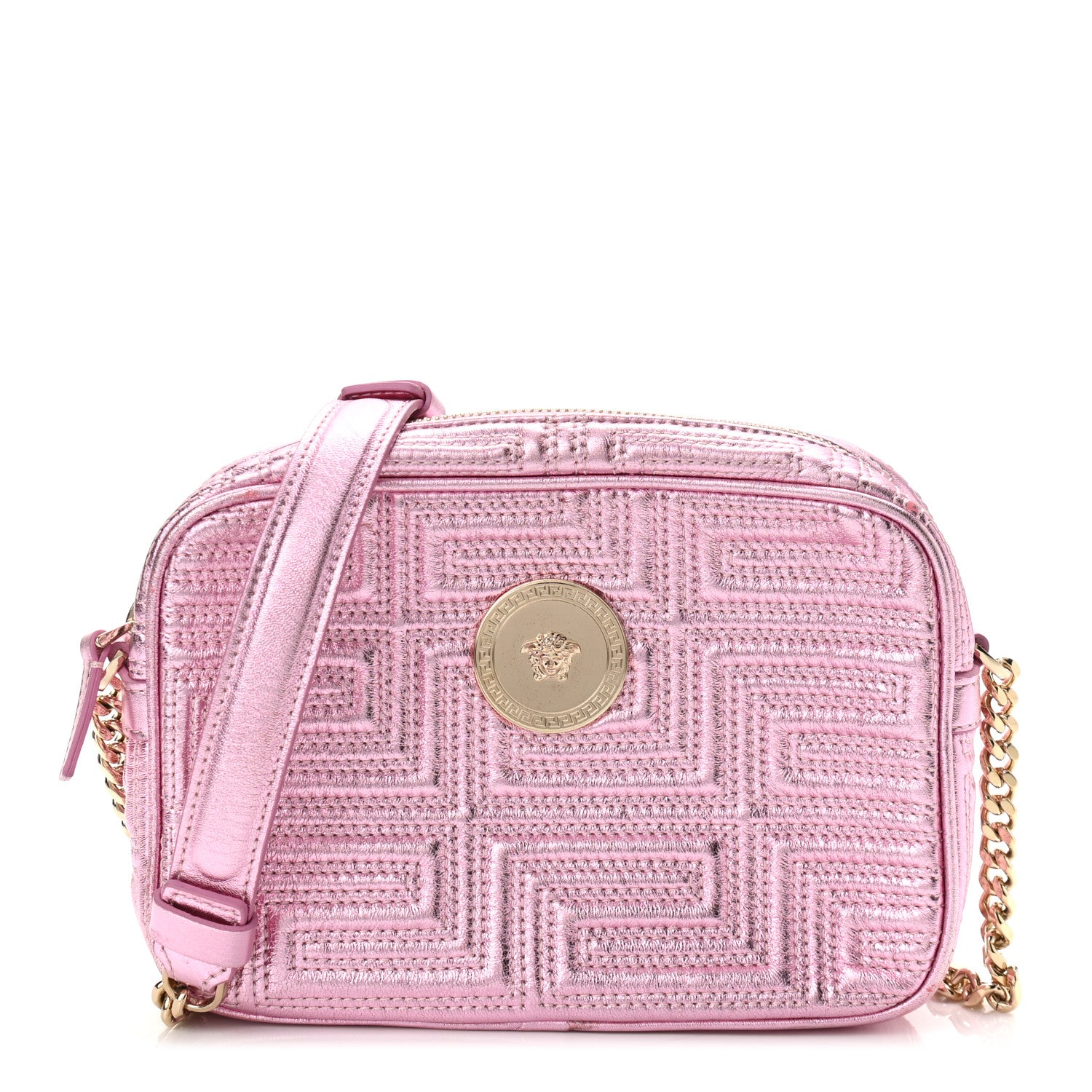 Versace Metallic Nappa Quilted Icon Camera Bag Rosa 1 of 9