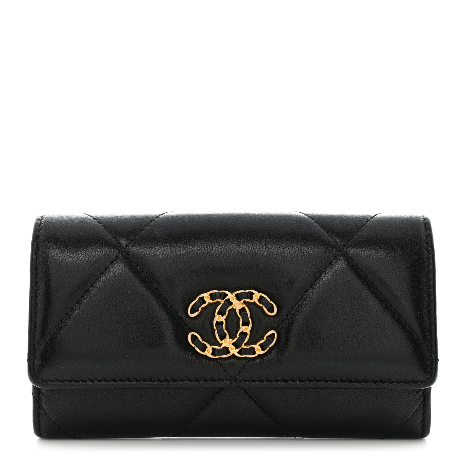 Chanel Lambskin Quilted Chanel 19 Flap Wallet Black 1 of 10