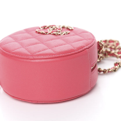 Chanel Caviar Quilted French New Wave Round Clutch With Chain Pink 9 of 11