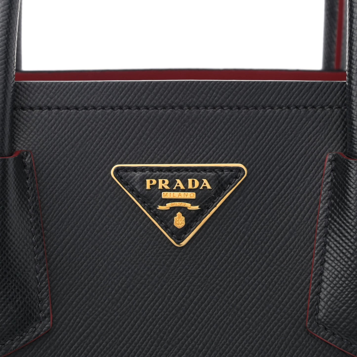 Saffiano Cuir Small Double Bag Black Fuoco