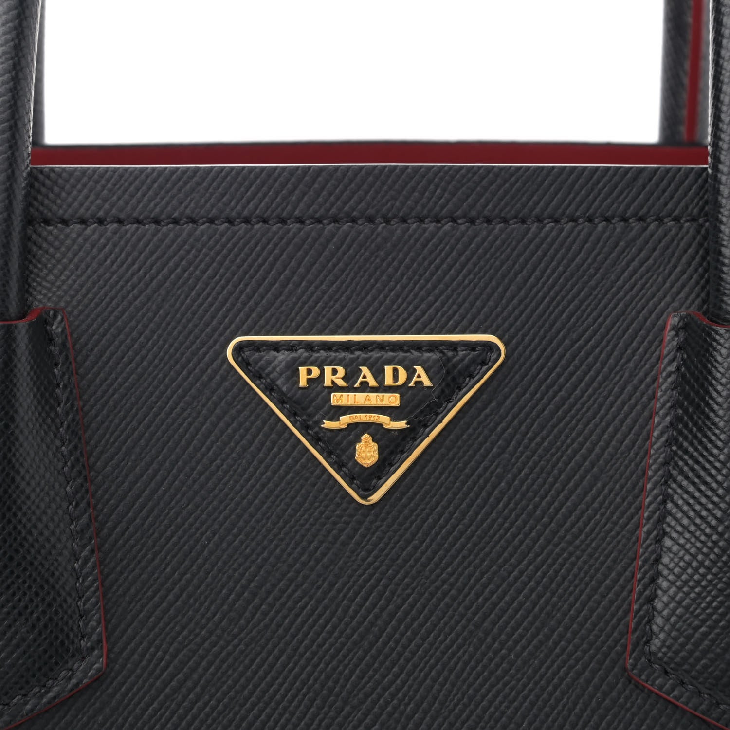 Prada Saffiano Cuir Small Double Bag Black Fuoco 8 of 10