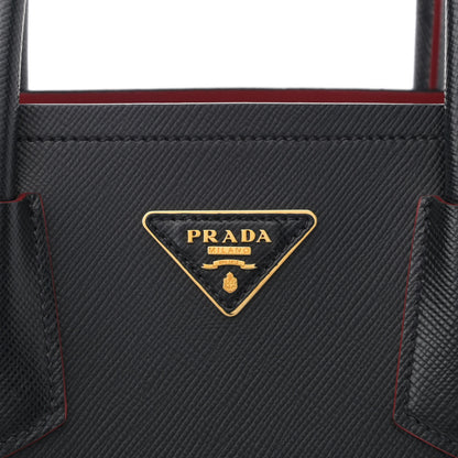 Prada Saffiano Cuir Small Double Bag Black Fuoco 8 of 10