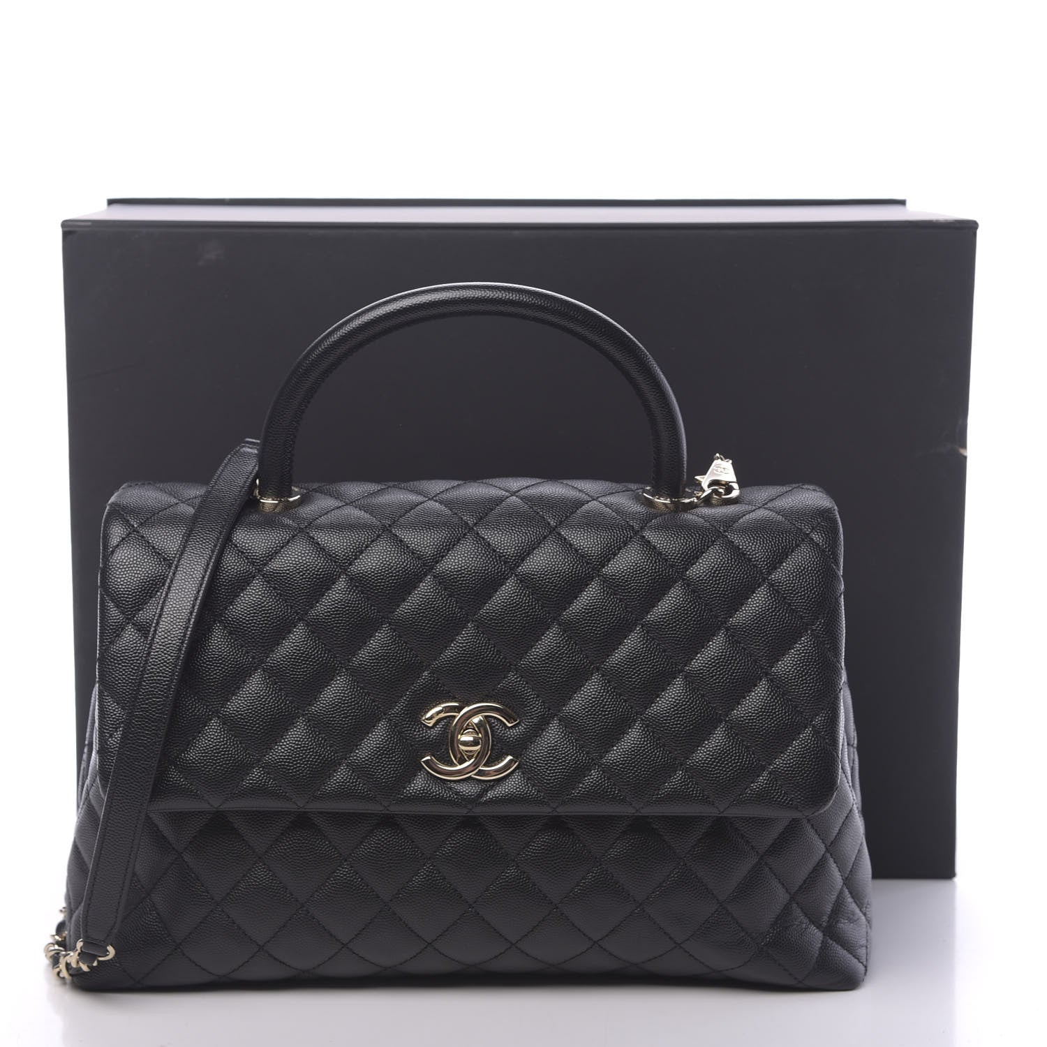 Chanel Caviar Quilted Medium Coco Handle Flap Black 11 of 11