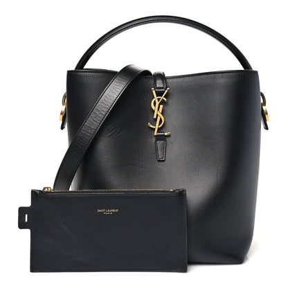 Saint Laurent Smooth Shiny Calfskin Monogram Le 37 Bucket Bag Black 3 of 9