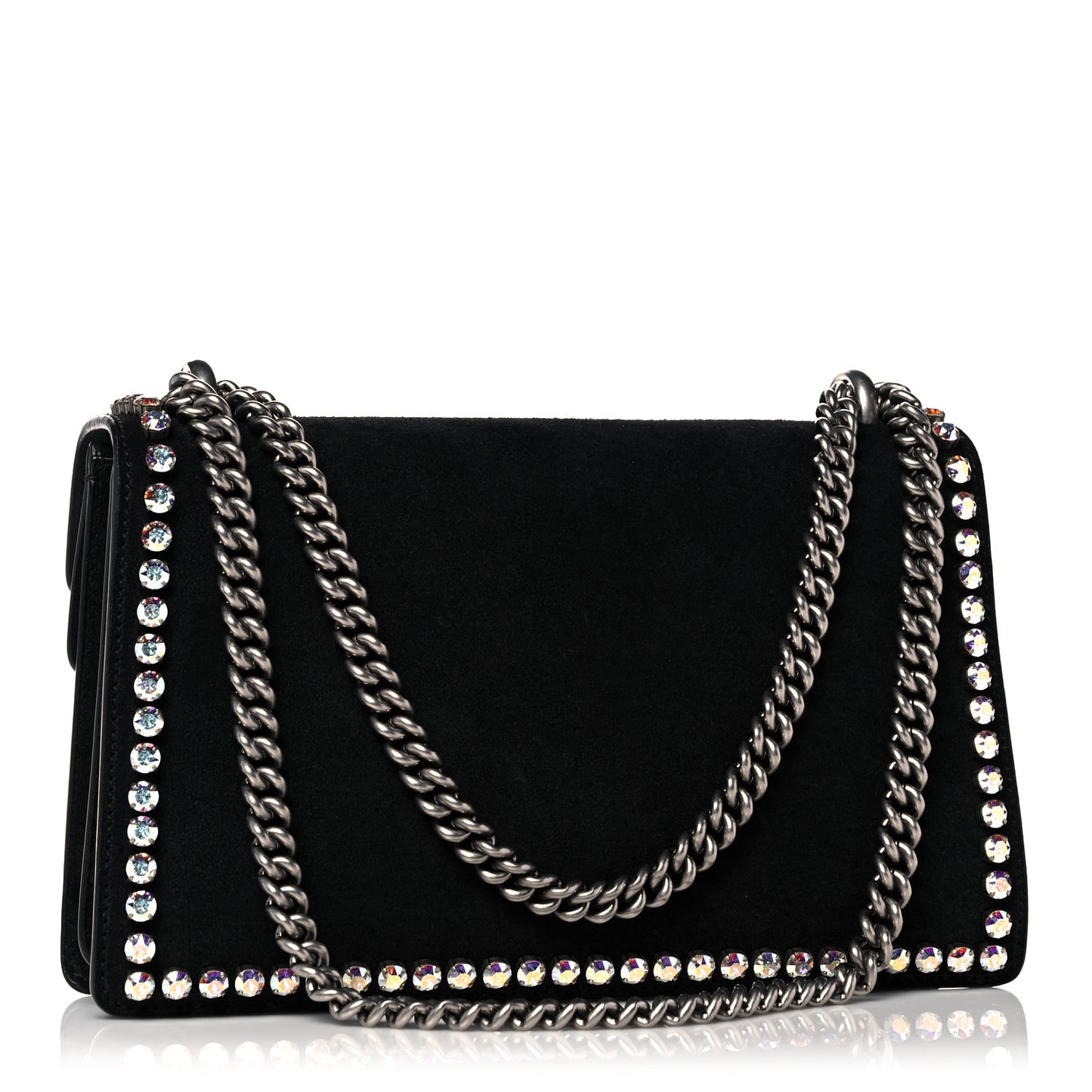 Suede Crystal Small Dionysus Shoulder Bag Black