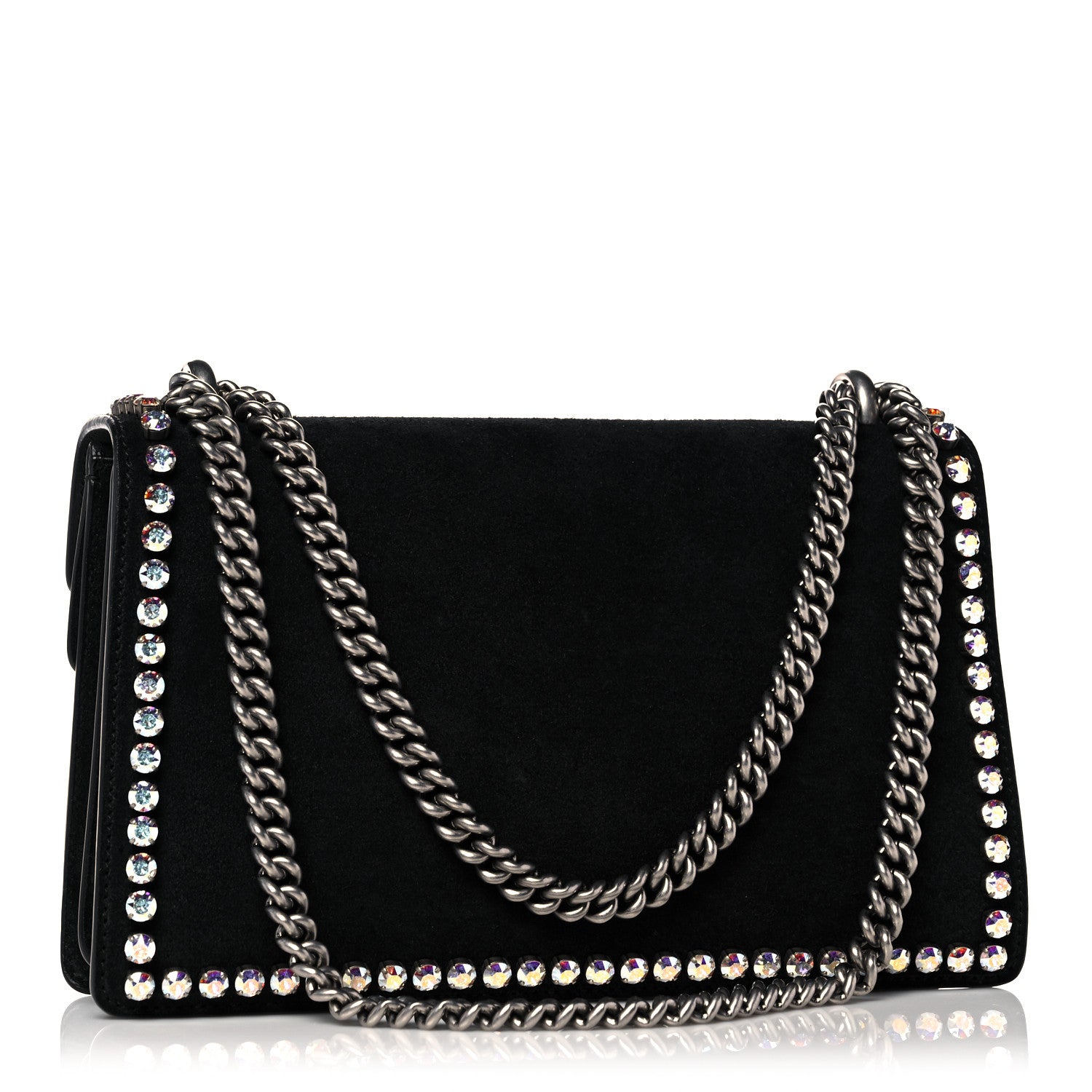 Gucci Suede Crystal Small Dionysus Shoulder Bag Black 3 of 15