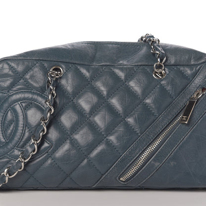 Chanel Aged Calfskin Quilted Cotton Club Bowler Blue 11 of 11