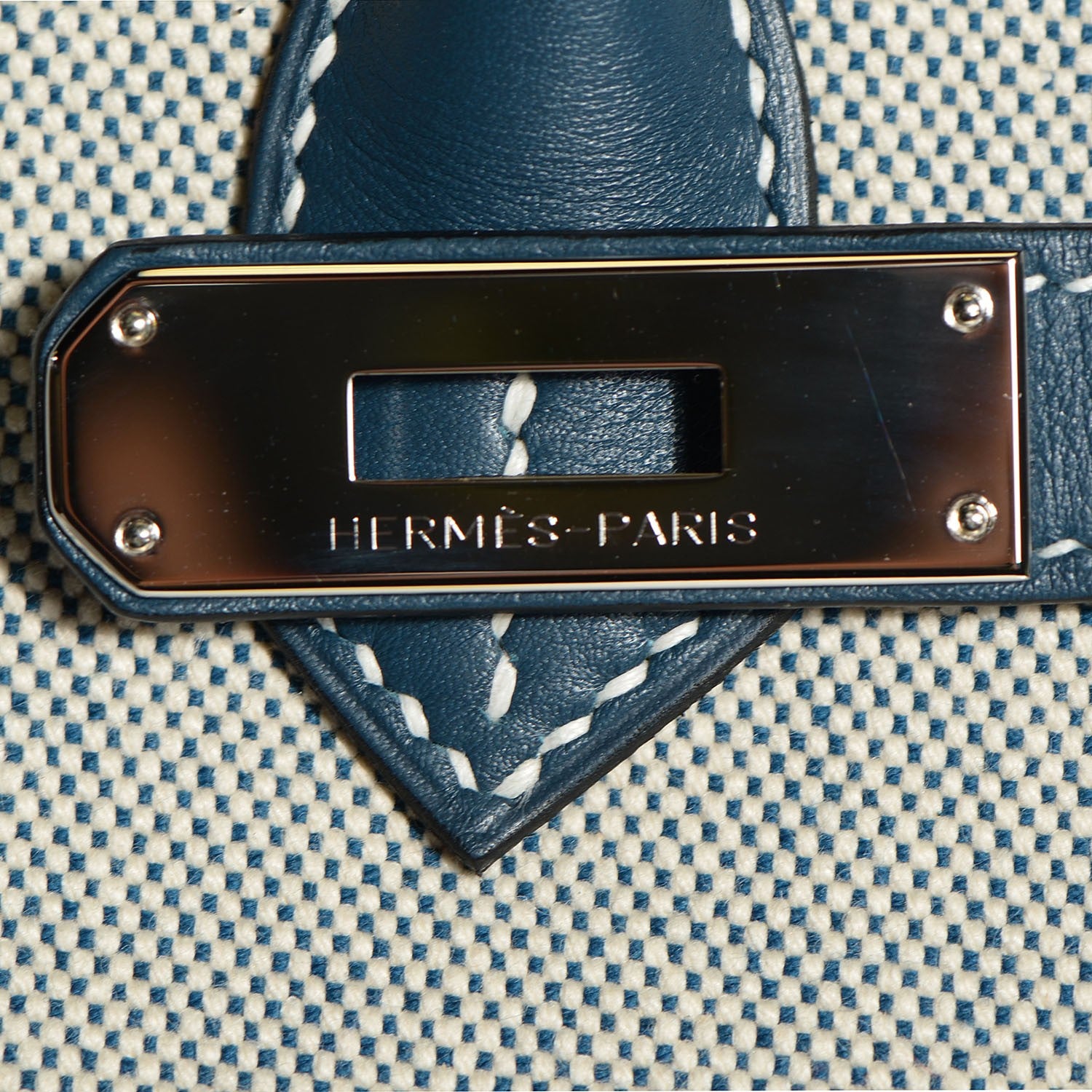 Hermes Swift Toile Ghillies Birkin 40 Bleu De Prusse 17 of 28