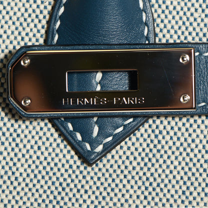 Hermes Swift Toile Ghillies Birkin 40 Bleu De Prusse 17 of 28