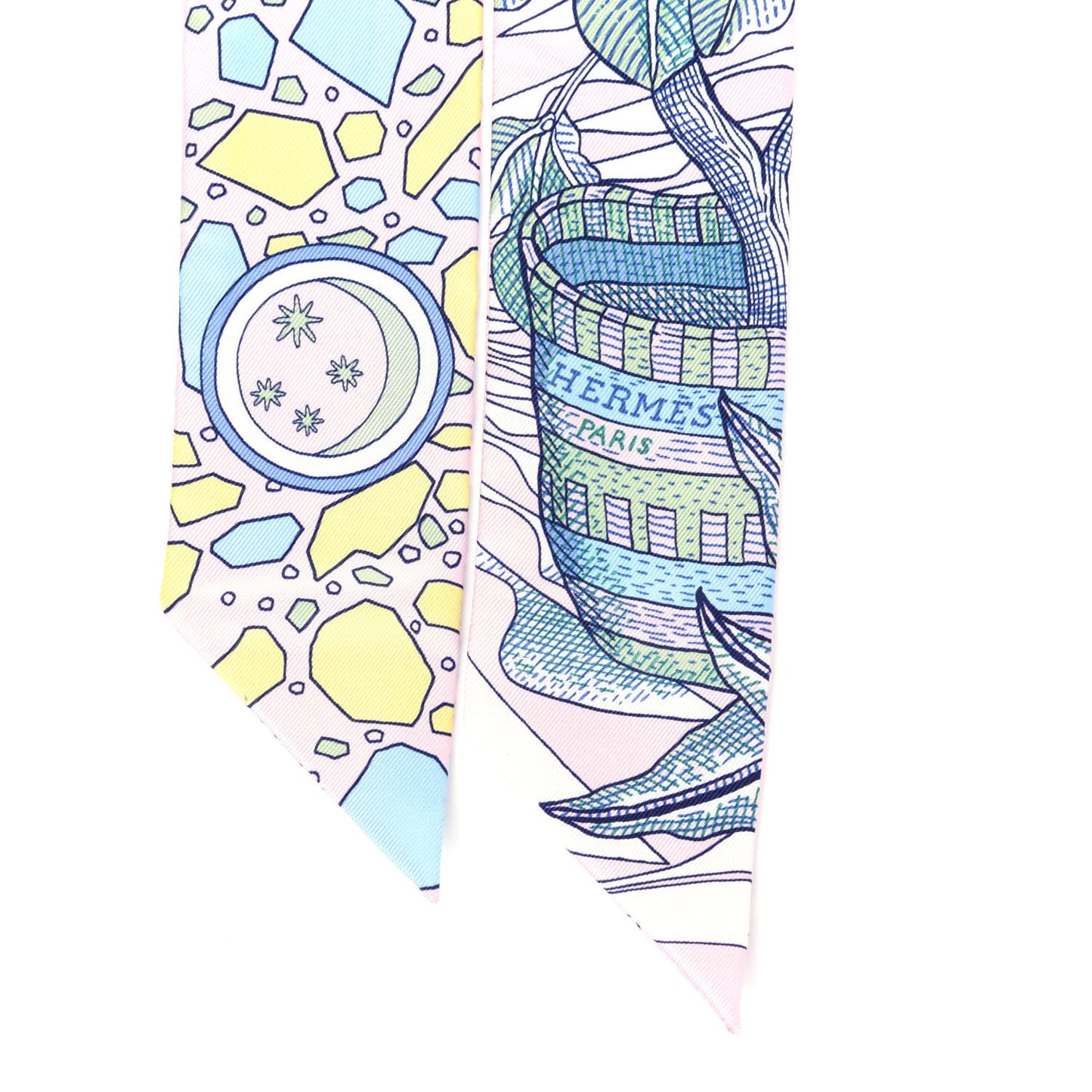 Silk La Danse Des Amazones Twilly Rose Pale Bleu Jaune