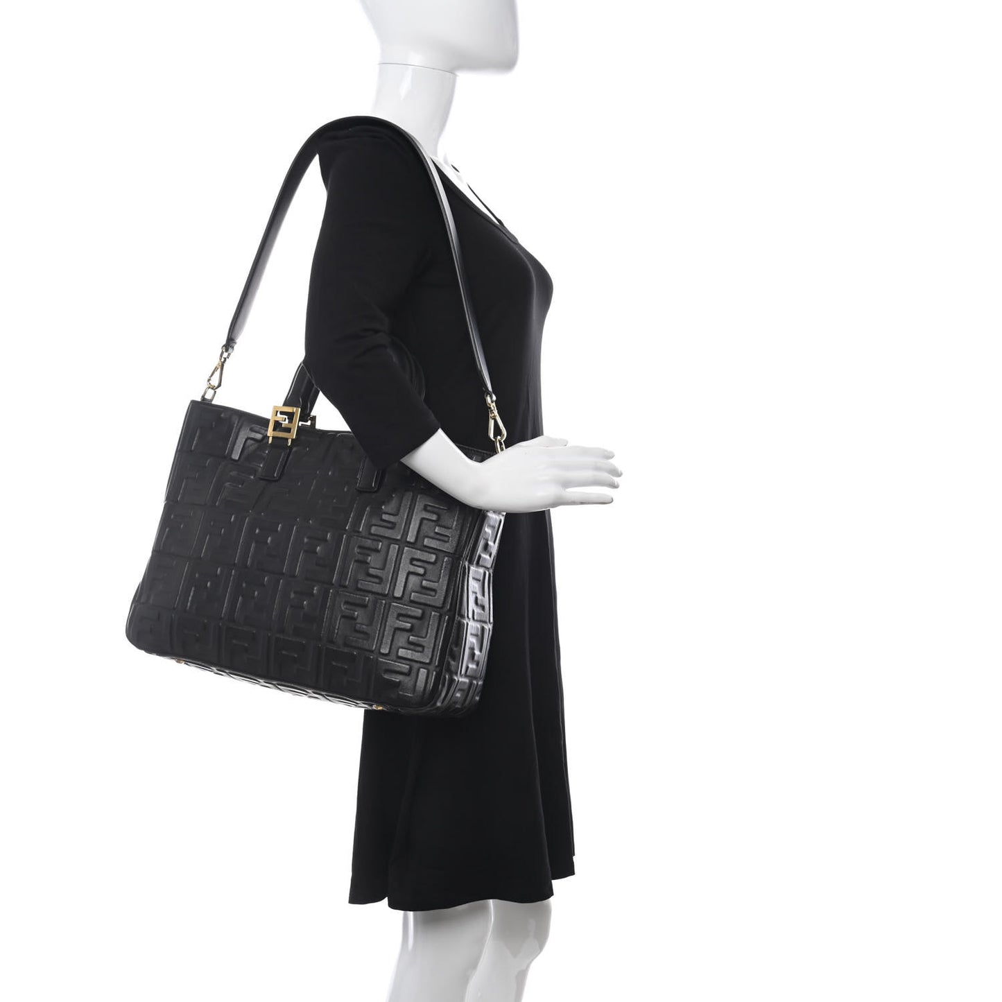 Nappa FF 1974 Embossed Medium FF Tote Black
