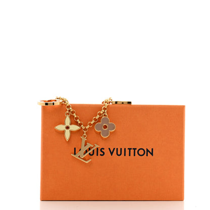 Louis Vuitton Brass Enamel Fleur De Monogram Bag Charm Chain Gold 5 of 5