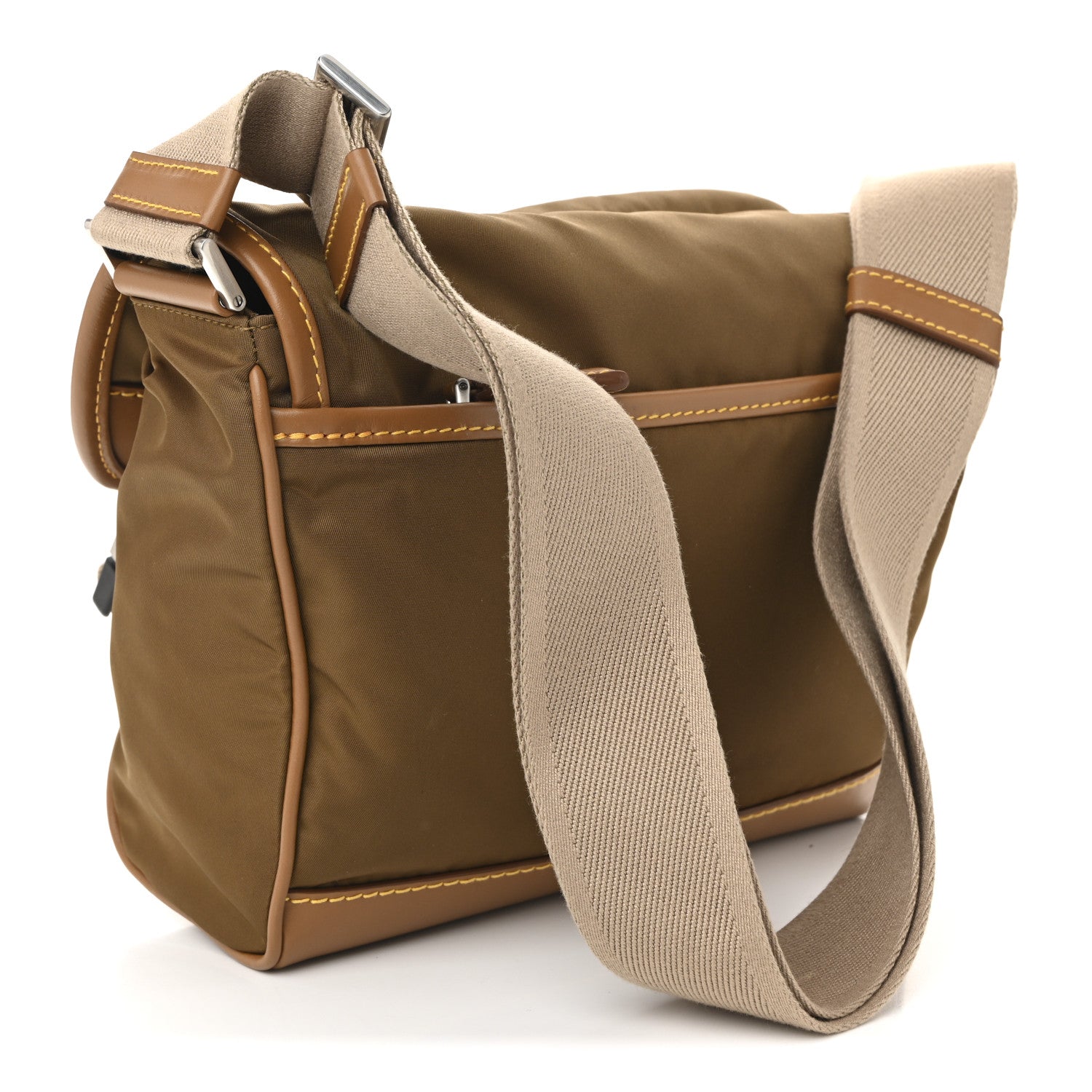 Prada Re-Nylon Nappa Triangle Medium Shoulder Bag Cocoa 3 of 9