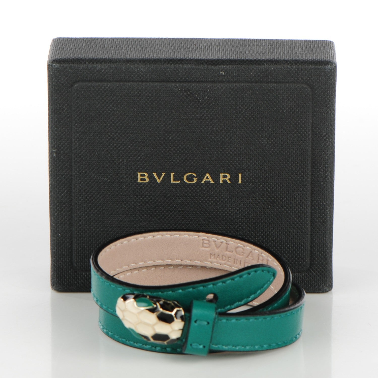 Bulgari Calfskin Serpenti Forever Double Coil Bracelet S Emerald Green 5 of 5