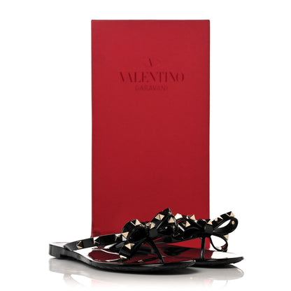 Valentino Garavani PVC Jelly Rockstud Bow Thong Sandals 37 Black 8 of 8