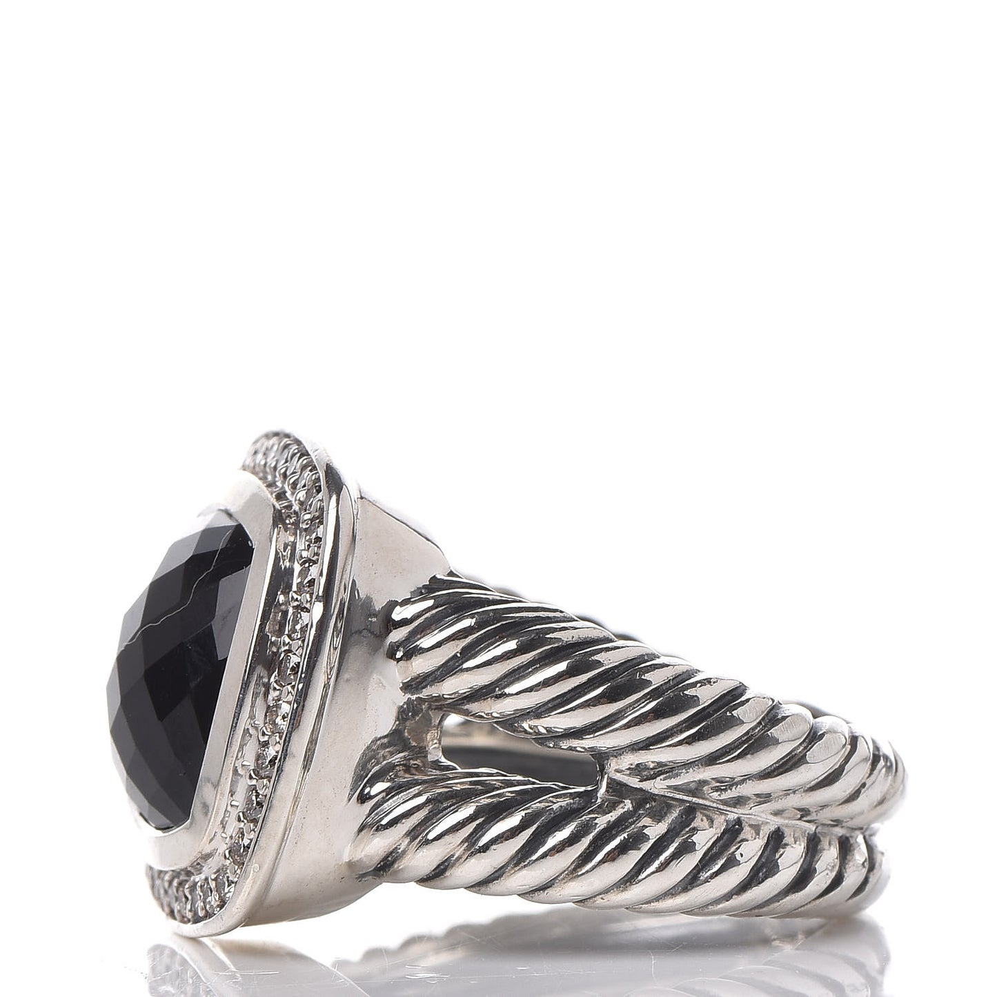 Sterling Silver Diamond Black Onyx 11mm Albion Ring 52 6