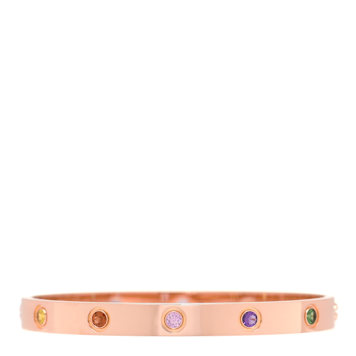 Cartier 18K Pink Gold Sapphire Garnet Amethyst LOVE Bracelet 16 1 of 6