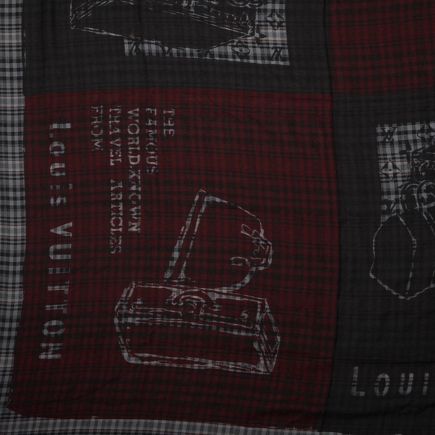 Louis Vuitton Mens Fleece Wool Silk Trunks Shawl Gris Rouge 4 of 6