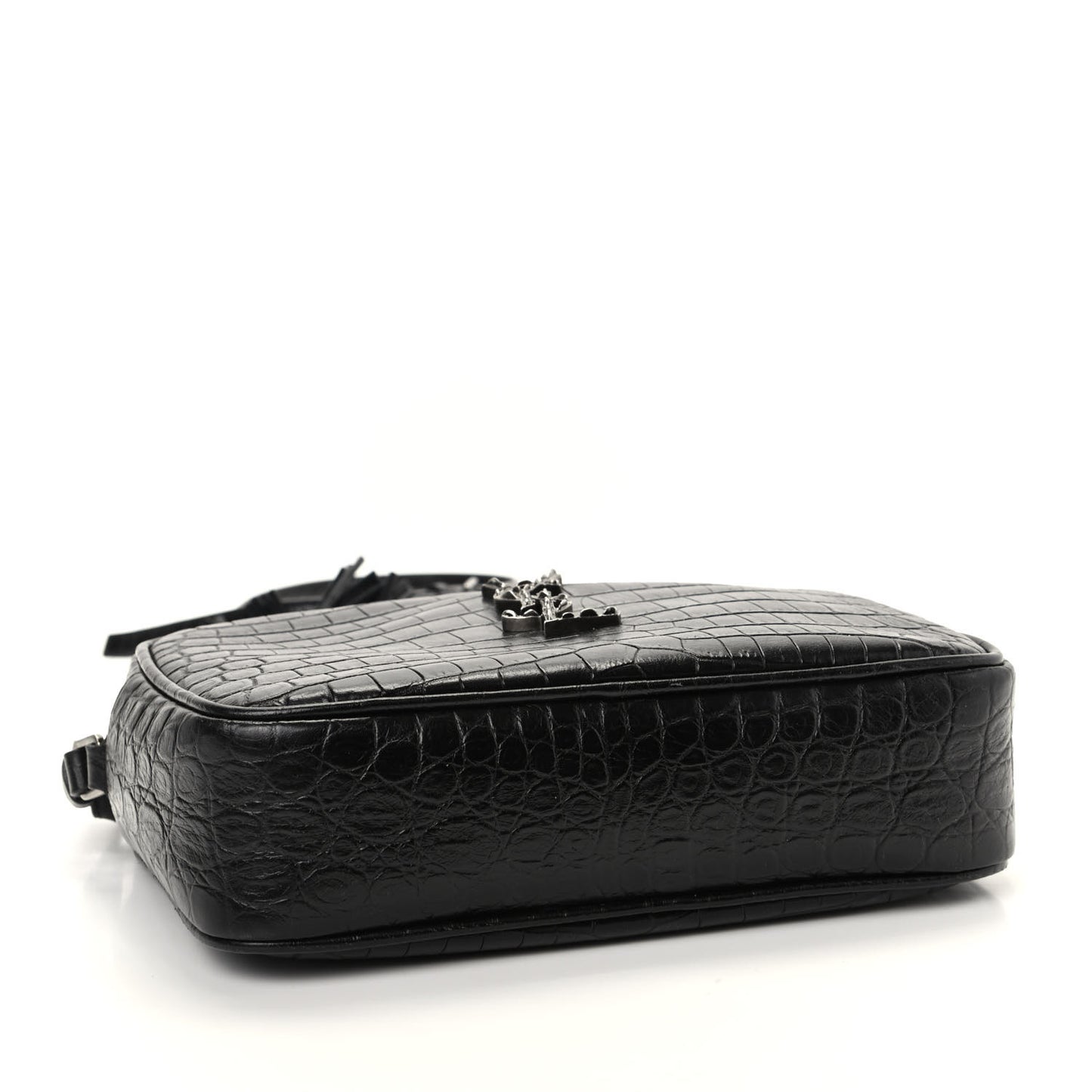Calfskin Crocodile Embossed Monogram Lou Camera Bag Black