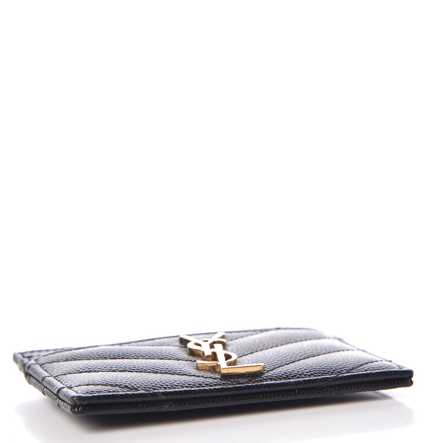 Grain De Poudre Matelasse Chevron Monogram Credit Card Case Black