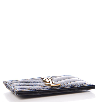 Saint Laurent Grain De Poudre Matelasse Chevron Monogram Credit Card Case Black 4 of 9