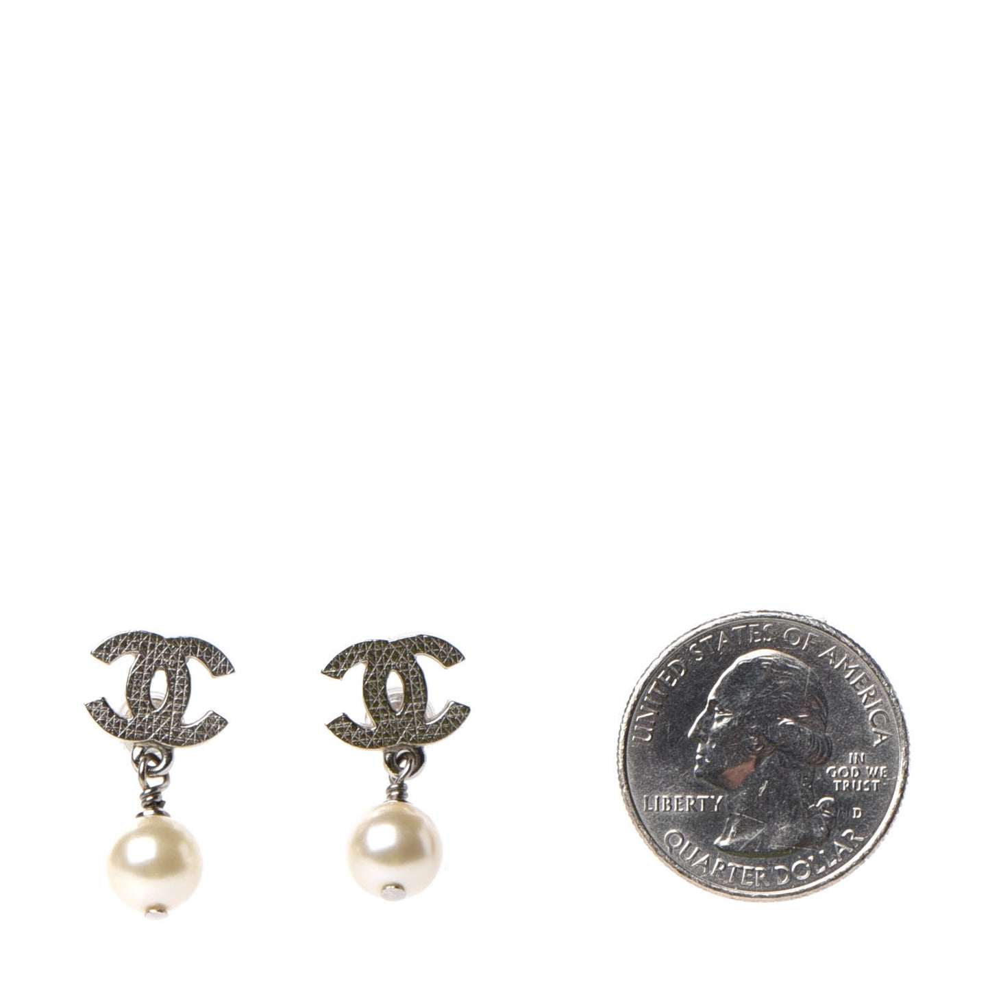 Pearl CC Drop Earrings Silver
