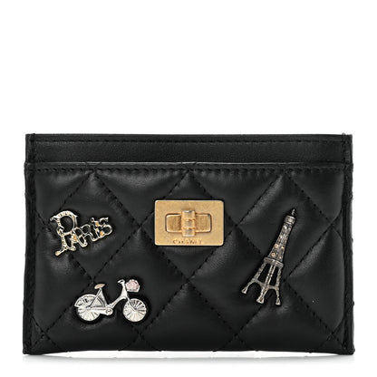 Chanel Aged Calfskin Quilted Lucky Charms Reissue Card Holder Black 1 of 9
