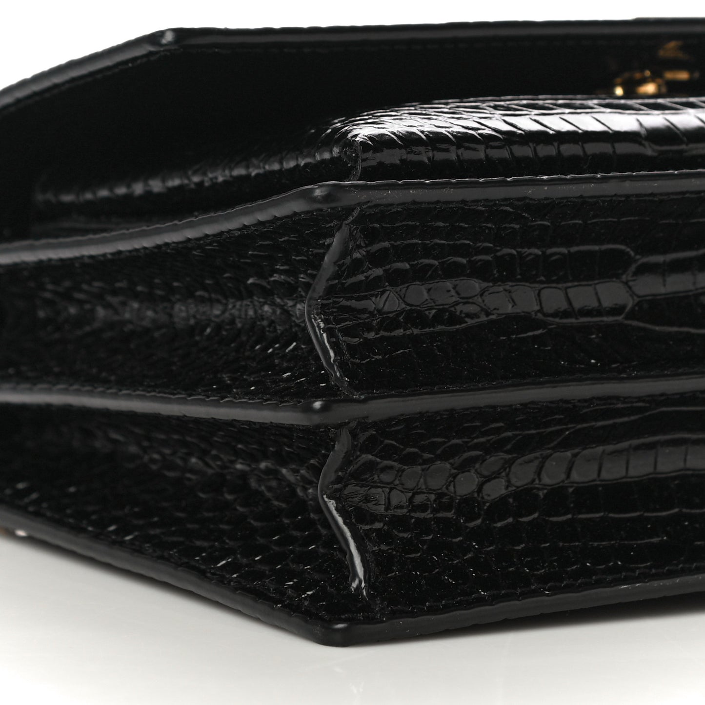 Calfskin Crocodile Embossed Medium Monogram Sunset Black