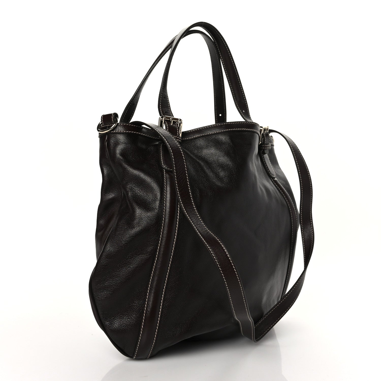 Gucci Calfskin Medium Britt Tote Dark Brown 2 of 8
