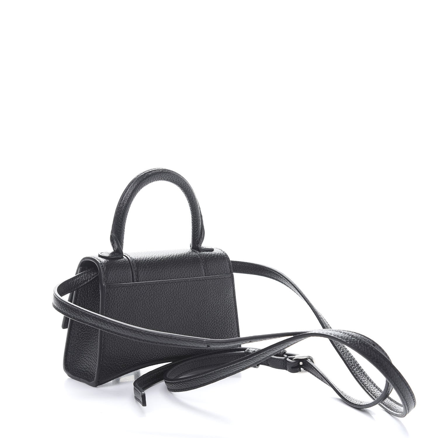 Balenciaga Grained Calfskin Hourglass Top Handle Bag Mini Black 4 of 10