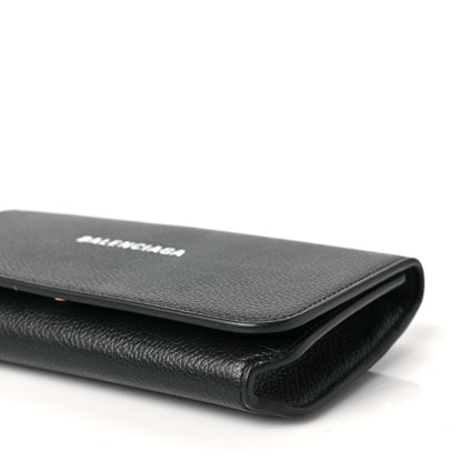 Balenciaga Grained Calfskin Logo Cash Phone Holder Wallet On Chain Black White 16 of 18