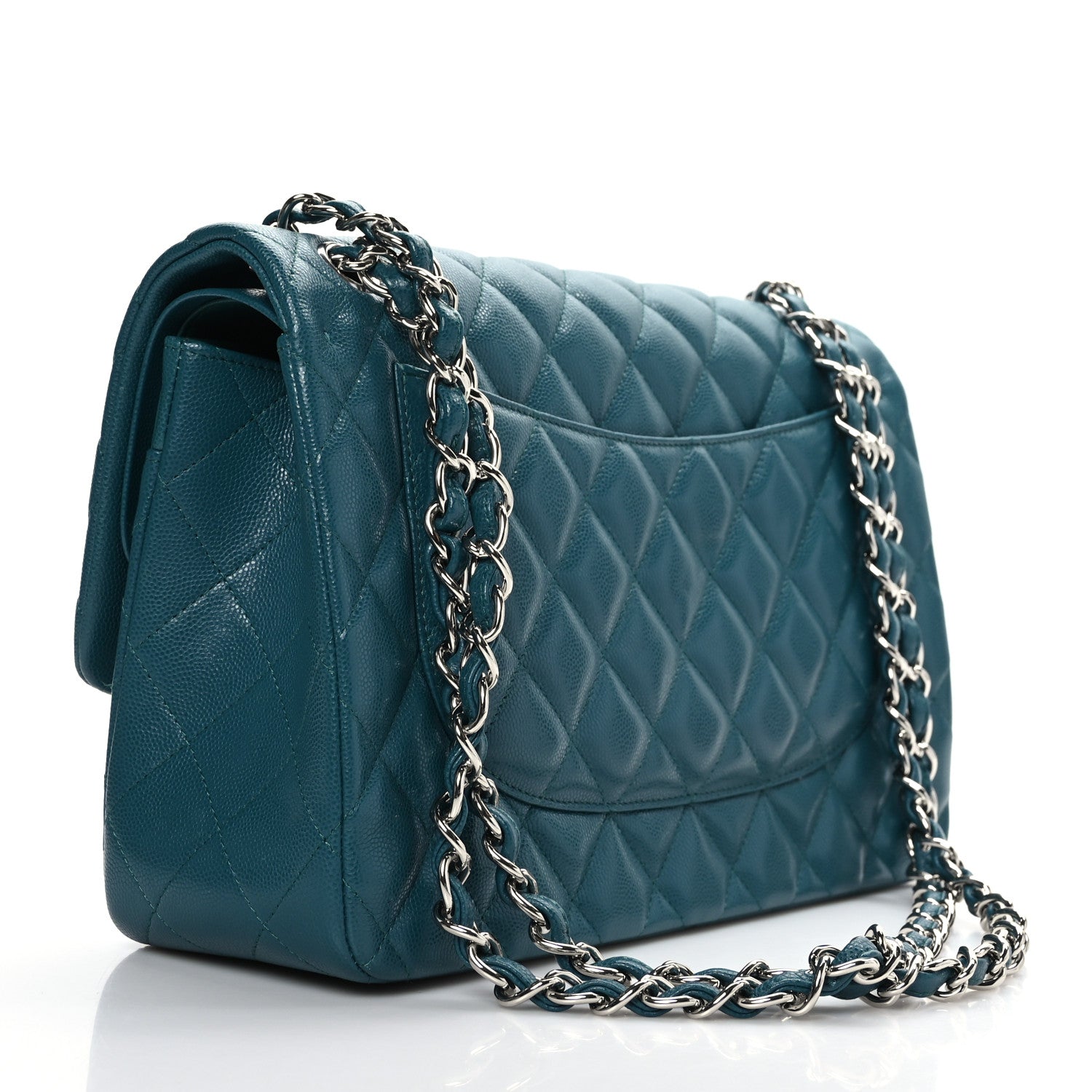 Chanel Caviar Quilted Jumbo Double Flap Dark Turquoise 2 of 8